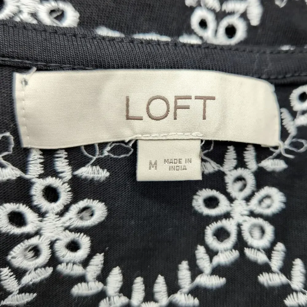 LOFT Eyelet Lace Puff Sleeve Blouse